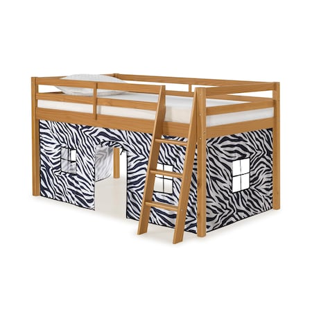 Roxy Twin Wood Junior Loft Bed With Cinnamon With Zebra Bottom Tent